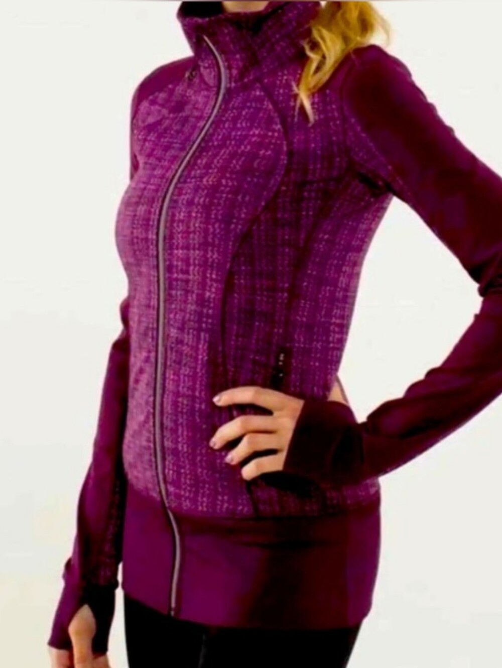 lululemon athletica Plum Quilted Full-Zip Athletic Gym Lounge Jacket
